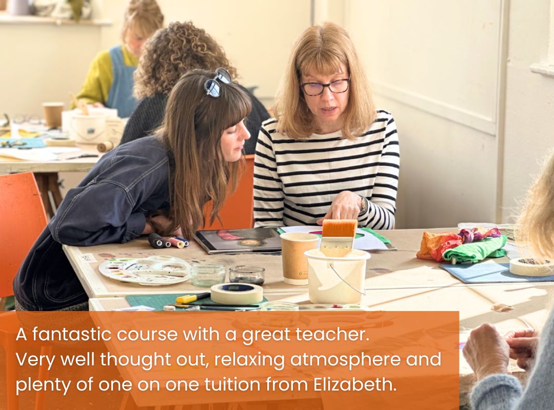 Elizabeth Loveday teaching a textiles course 